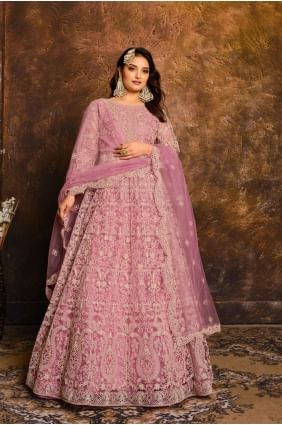 Levender purple Net Eid Anarkali Suit AS2781