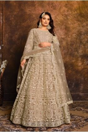 Beige Net Eid Anarkali Suit AS2782