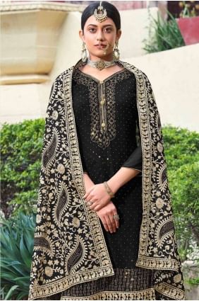 Black Georgette Palazzo Suit PZ1677