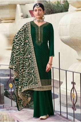 Green Georgette Palazzo Suit PZ1679