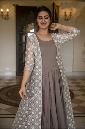 Grey Silk Gown Dress GW0138