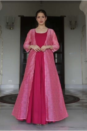 Rani pink Silk Gown Dress GW0140