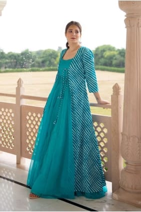 Teal Silk Gown Dress GW0141