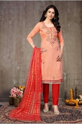 Peach Cotton Eid Pakistani Suit SK13681