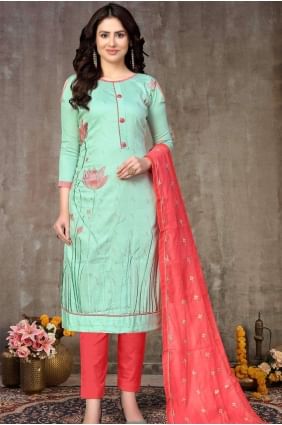 Sky blue Cotton Eid Pakistani Suit SK13686