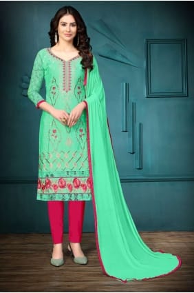 Sea green Cotton Salwar Kameez SK13693