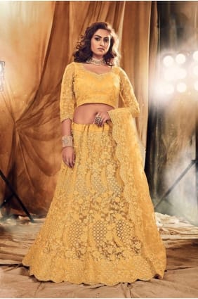 Charming Yellow Net Lehenga Choli lc3423