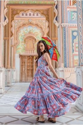 New Blue Cotton Kurti kti0648