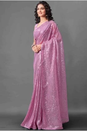 Georgette Saree in Magenta SR17399