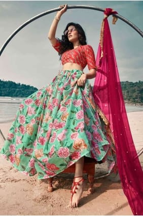 Silk Lehenga Choli in Sky blue with Thread LC3738