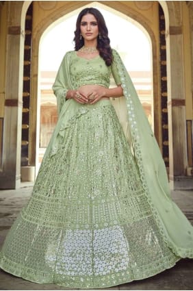 Pista Georgette Thread Lehenga Choli with Dupatta LC3925