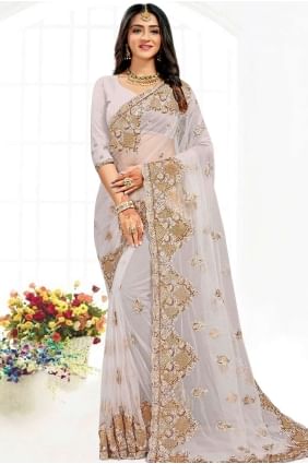 Gary Party Wear Saree in Net with Resham,stone,embroidered SR19026