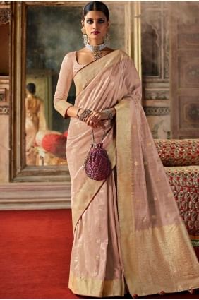 Weaving Silk Rose pink South Indian Saree with Blouse SR19075