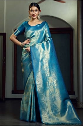 Blue Weaving Saree in Art silk SR18906