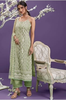 Pista Salwar Kameez with Embroidered Net SK14137