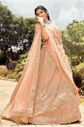 Organza Wedding Lehenga Choli with Embroidered LC4240