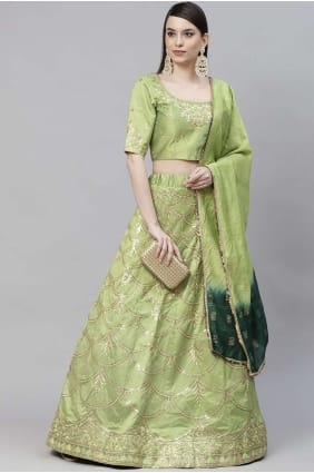 Party Lehenga Choli in Pista Art silk with Embroidered LC4566