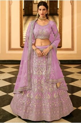 Wedding Lehenga Choli Purple with Embroidered Organza LC4671
