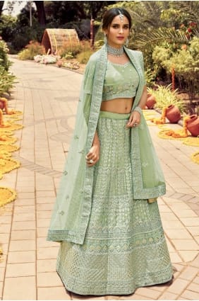 Organza Embroidered Pista Party Lehenga Choli with Dupatta LC4694