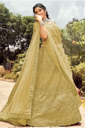 Organza Pista Party Lehenga Choli in Embroidered LC4698