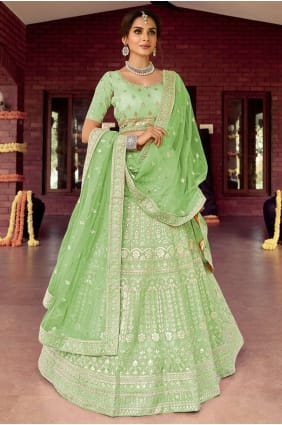 Sea green Embroidered Organza Party Lehenga Choli LC4699