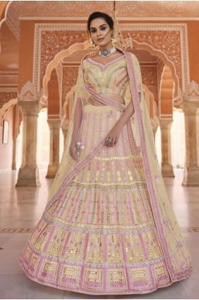 Yellow Embroidered Organza Party Lehenga Choli LC4780