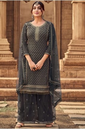 Georgette Eid Palazzo Suit with Embroidered PZ2753