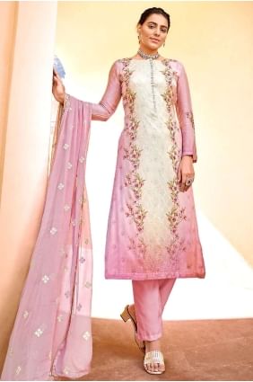 Viscose and chinon chiffon Eid Salwar Kameez in Pink with Digital print SK14535