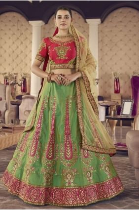 Green Party Lehenga Choli in Jacquard silk with Embroidered LC5410