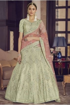 Embroidered Crepe Party Lehenga Choli in Pista LC5411
