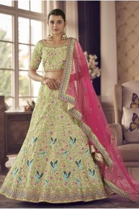 Art silk Pista Party Lehenga Choli in Embroidered LC5412