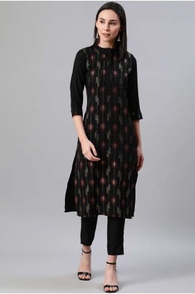 Black Rayon Kurti KTI1090