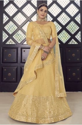 Yellow Party Lehenga Choli in Embroidered Georgette LC5456