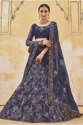 Embroidered Blue Party Lehenga Choli with Net Dupatta LC5467