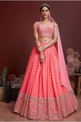 Pink Party Lehenga Choli in Embroidered Organza LC5632