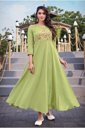 Pista Embroidered Gown Dress in Rayon GW0348