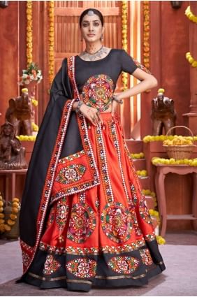 Art silk Embroidered Red navatri Lehenga Choli with Dupatta LC5738