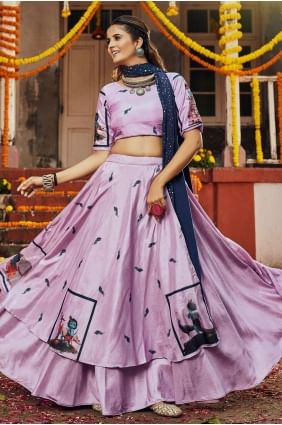 Silk Printed Pink Navratri Chaniya Choli with Dupatta LC5744