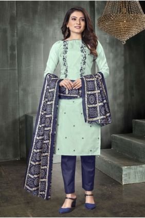 Silk Printed Sky blue Salwar Kameez with Dupatta SK14927