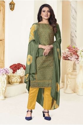 Green Salwar Kameez in Printed Silk SK14930