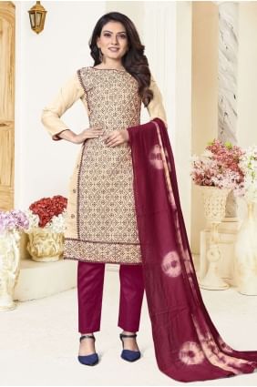 Peach Silk Printed Salwar Kameez with Dupatta SK14932