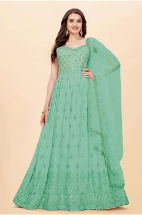 Faux georgette Anarkali Suit with Embroidered AS3261