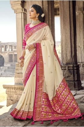 Banarasi Saree in Off white Banarasi silk with Lace border SR22540