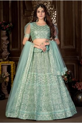 Embroidered Net Sky blue Diwali Lehenga Choli with Dupatta LC5836