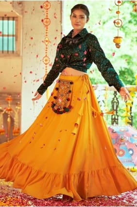 Silk Printed Yellow Lehenga Choli with Dupatta LC5798