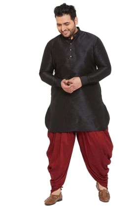 Black Men Kurta with Plain Banglori silk KURU0061
