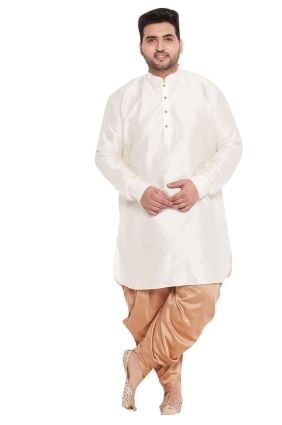 Off white Diwali Men Dhoti kurta in Plain Banglori silk KURU0067