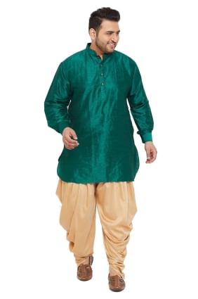 Plain Banglori silk Teal Diwali Men Dhoti kurta with Dupatta KURU0070