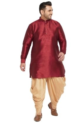 Banglori silk Men Kurta in Maroon with Plain KURU0076