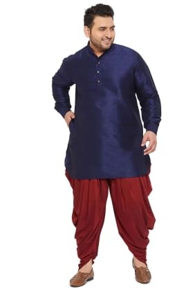 Plain Men Kurta in Navy blue Banglori silk KURU0078